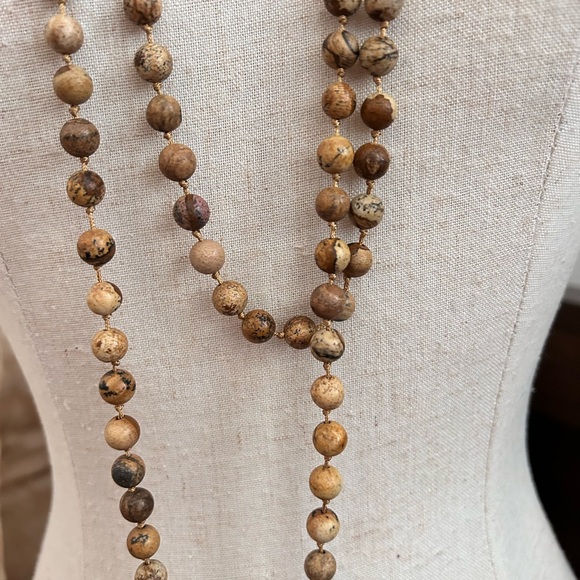 Vintage Extra Long Jasper Semiprecious Necklace - Picture 6 of 7